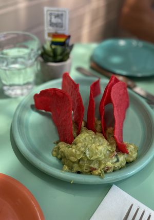 Chips and guacamole! Sooo pretty   at Jajaja Mexicana - Lower East Side in New York City
