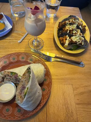 Cauliflower tacos and pollo burrito  at Jajaja Mexicana - Lower East Side in New York City