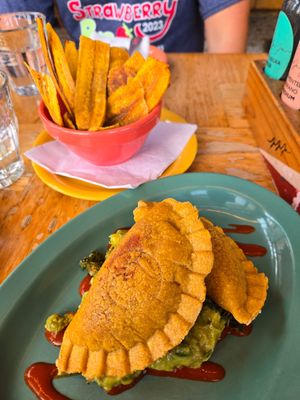 Plantain fries and beet pumpkin empanadas at Jajaja Mexicana - Lower East Side in New York City