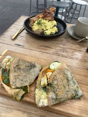 veggie wrap and tofu scramble   at Conscious Cravings Co in Mordialloc