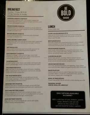 menu at Be Bold Nundah in Nundah