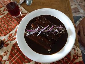 Enmoladas at Suwa Restaurante Vegano in Queretaro