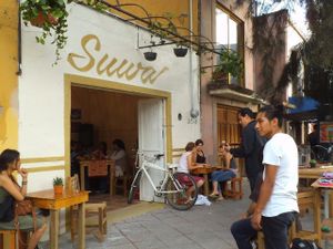 outside at Suwa Restaurante Vegano in Queretaro