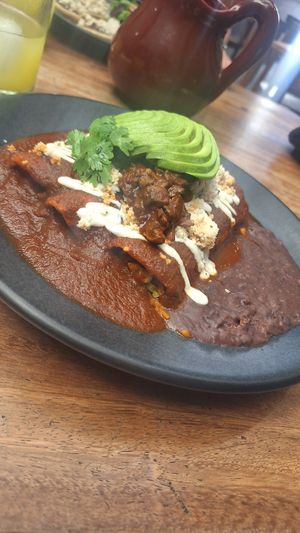 Enchiladas at Suwa Restaurante Vegano in Queretaro