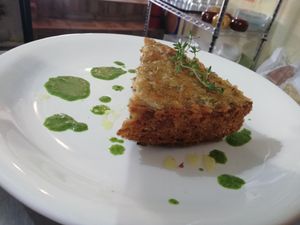Fritatta. Chickpea. With coriander dressing.  at Suwa Restaurante Vegano in Queretaro