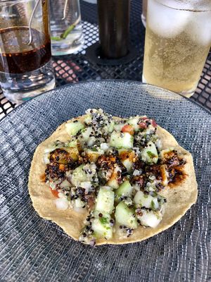 Appetizer tostada at Suwa Restaurante Vegano in Queretaro