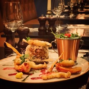 Pumpkin Burger with Vegetable Tempura & a Cherry Tomato & Rocket Salad at No Three Old Bar & Restaurant in Collon