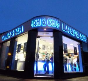 Land & Sea by night at Land and Sea Fish and Chip Shop in Polmont