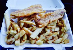 Vegan Sausage Supper at Land and Sea Fish and Chip Shop in Polmont