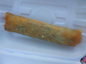 Veggie haggis spring roll at Land and Sea Fish and Chip Shop in Polmont