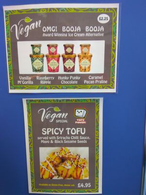 A few vegan items on sale you can buy including tubs of ice cream at Land and Sea Fish and Chip Shop in Polmont