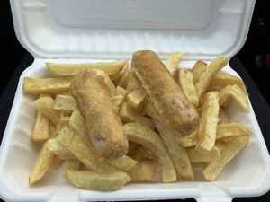 Sausage supper  at Land and Sea Fish and Chip Shop in Polmont