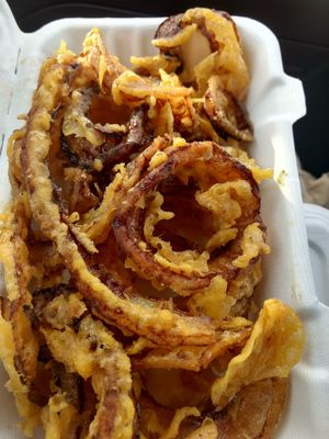 Onion rings at Land and Sea Fish and Chip Shop in Polmont