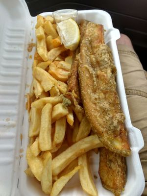 Vish and chips at Land and Sea Fish and Chip Shop in Polmont