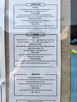 Dedicated Vegan Menu (as of May 03/03) I believe it changes a bit from time to time    at Social 242 in Kelowna