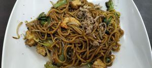 Dry prawn noodles portion a bit small. at Rice House 谷王栈( 粥大王) in Central Singapore