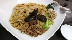 XO mushroom wheat noodle at Rice House 谷王栈( 粥大王) in Central Singapore