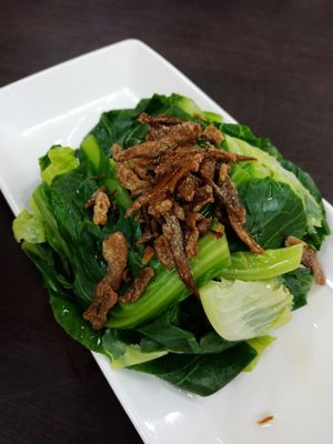 Baby kai lan (SGD 4.50). at Rice House 谷王栈( 粥大王) in Central Singapore