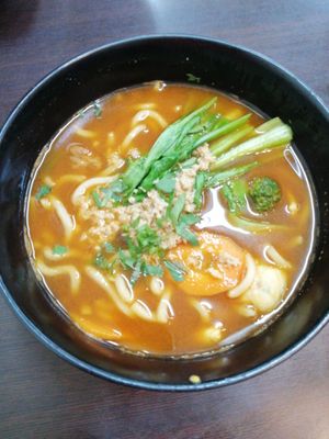 Spicy mushrooms noodles at Rice House 谷王栈( 粥大王) in Central Singapore
