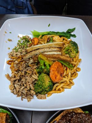 Fried Udon with all sorts of toppings at Rice House 谷王栈( 粥大王) in Central Singapore