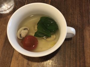 Lunch menu soup at Cafe Loop in Kawasaki