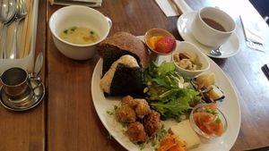 daily plate with soup at Cafe Loop in Kawasaki