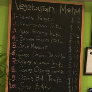 Indonesian cafe veg menu at Ponsonby Food Court in Auckland