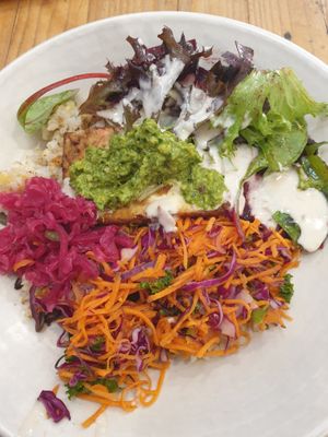 Bowl of the day: tofu cutlet w/salads $14.50 at Friends of the Earth Cafe in Collingwood