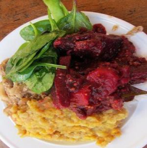Plate of food at Friends of the Earth Cafe in Collingwood