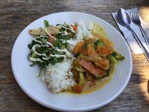 Small ($10) vegan lunch plate  at Friends of the Earth Cafe in Collingwood