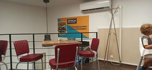 The Burgershop upstairs at Epoch Vegan Burger in Budapest