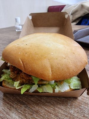 Wheat and oat patty Big Band sandwich at Epoch Vegan Burger in Budapest