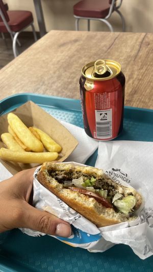 Cezar burger with the mushroom meat for 1300 forints   at Epoch Vegan Burger in Budapest