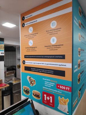 Menu description at Epoch Vegan Burger in Budapest