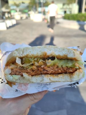 Epoch burger with epoch patty at Epoch Vegan Burger in Budapest