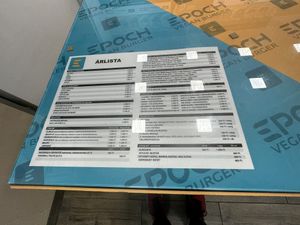 Menu under glass  at Epoch Vegan Burger in Budapest