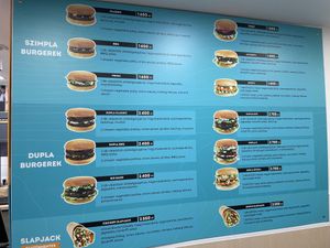 the menu  at Epoch Vegan Burger in Budapest