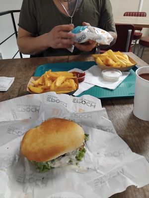 Vegan burger. Cheap and a middle amount of different burgers and menus are also possible. at Epoch Vegan Burger in Budapest