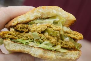 loving it! at Epoch Vegan Burger in Budapest