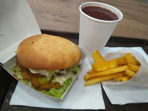 Hamburger menu at Epoch Vegan Burger in Budapest