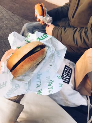 The best Estvanffi burger at Epoch Vegan Burger in Budapest