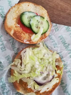 Oat patty Caesar burger at Epoch Vegan Burger in Budapest