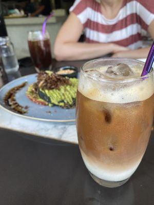 Iced Coconut Latte and Avo Toast  #Veganuary at Aloha Coffee Gallery in Mirissa