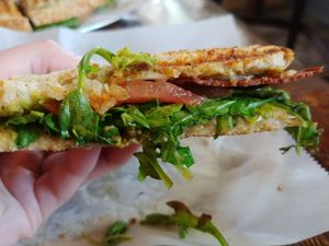 $8.77 BLT with Vegan Cheese: Delicious, bacon could be a bit hard to chew sometimes at Salubrious Juice & More in Frisco
