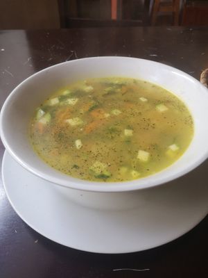 Quinoa Soup with veggies at NaturAle Cusco in Cusco