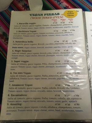 Menu vegan at NaturAle Cusco in Cusco