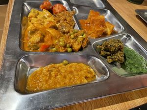 My tray from the vegan buffet on the 1st Wednesday of every month!  at Rajput Indian Cuisine in Norfolk