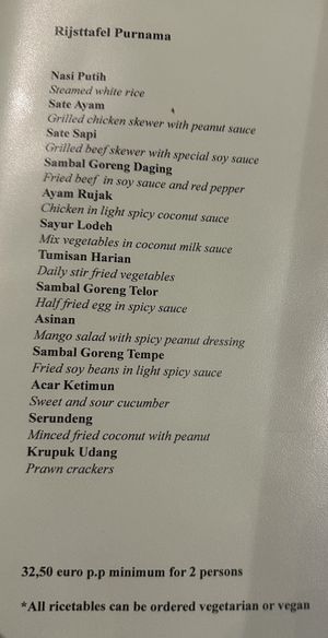 Menu can be switched to plant based   at Indrapura in Amsterdam