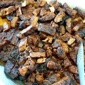 this char grilled soy meat is good at Bitgaram Vegan Buffet 빛가람채식뷔페" in Chungju