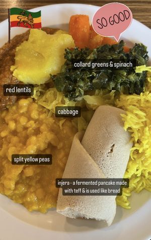 Trying Ethiopian food for the first time. Absolutely loved it!  Everything was good. Well worth it    at Queen Sheba in Sacramento